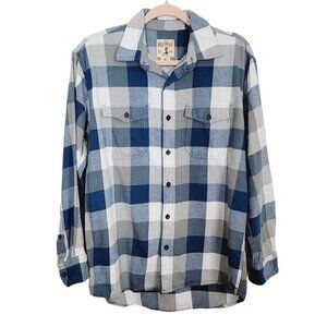 Red Head Men's Med Buffalo Check Plaid Flannel Shirt Button Up Blue Grey Casual